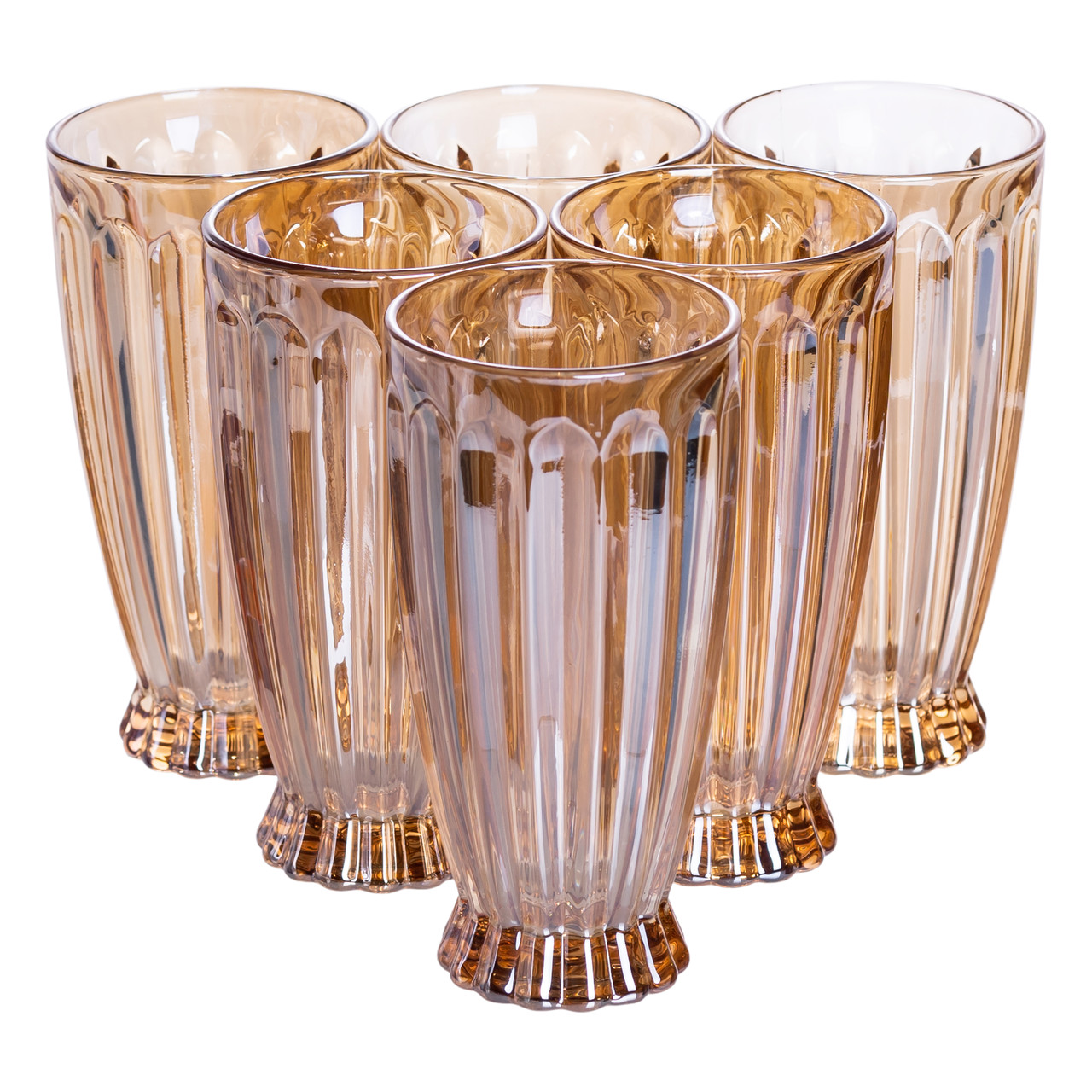 Набір глечик 1 л зі склянками 6 (шт) по 300 мл для напоїв, лимонадів, соку, води, мохіто Прозорий HP-19-2080GLD