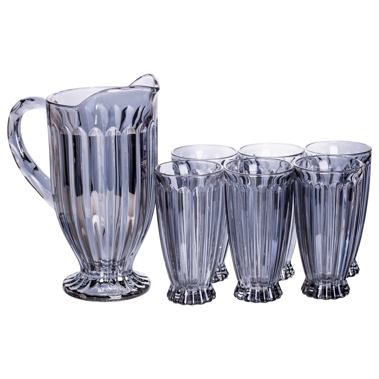 Набір глечик 1 л зі склянками 6 (шт) по 300 мл для напоїв, лимонадів, соку, води, мохіто Сірий HP-19-2080G