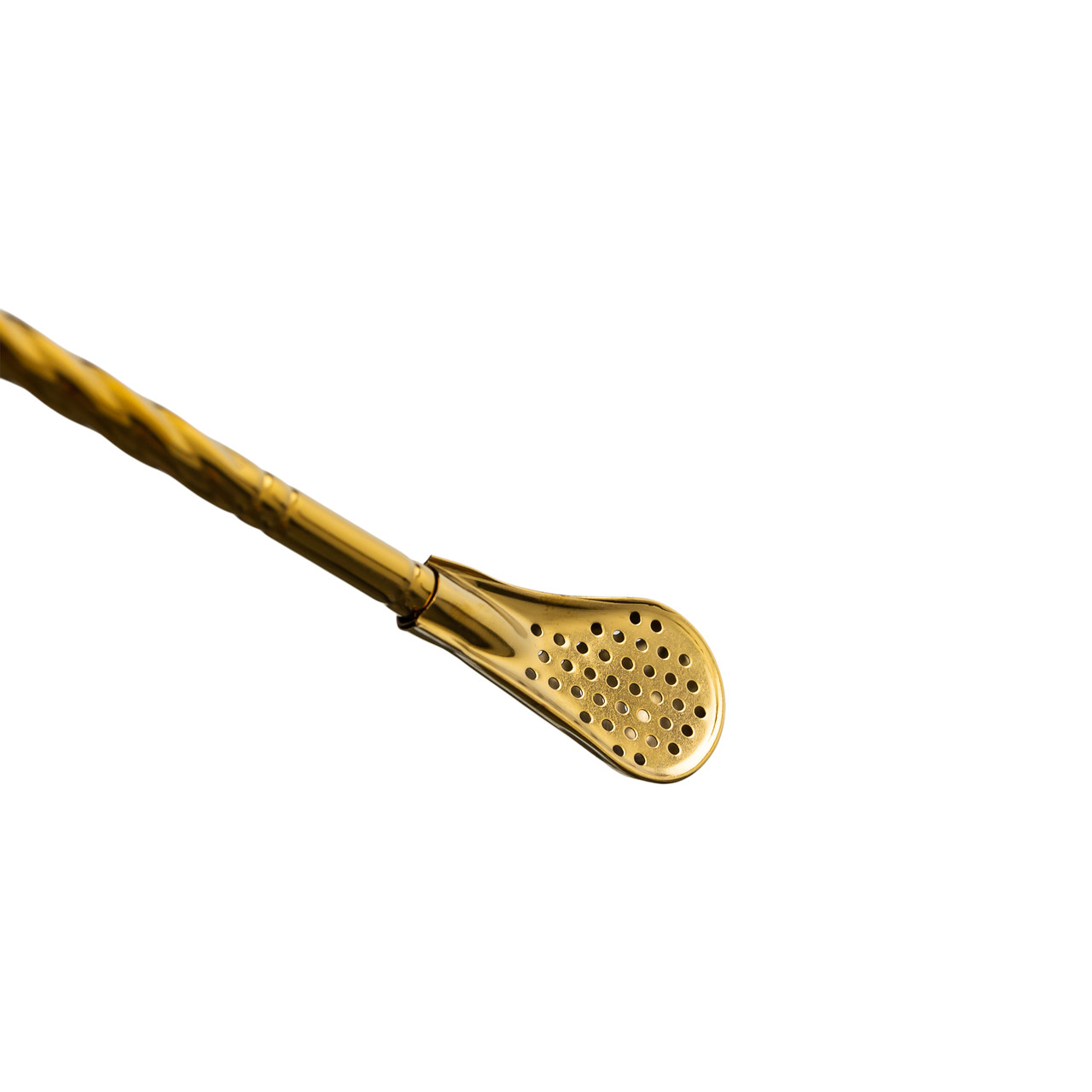 Набір багаторазових ложок-трубочок 6 шт для напоїв 19,5 см з щіткою Золотистий HP-20-56