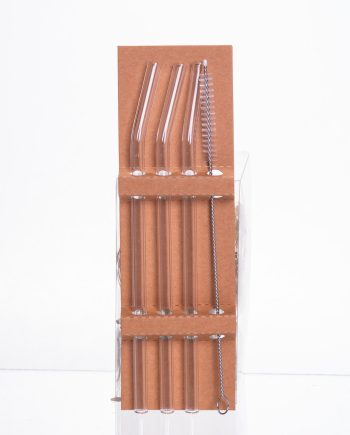 Набір скляних соломинок із щіточкою, багаторазові трубочки для коктейлів напоїв (3+1) 64486-77