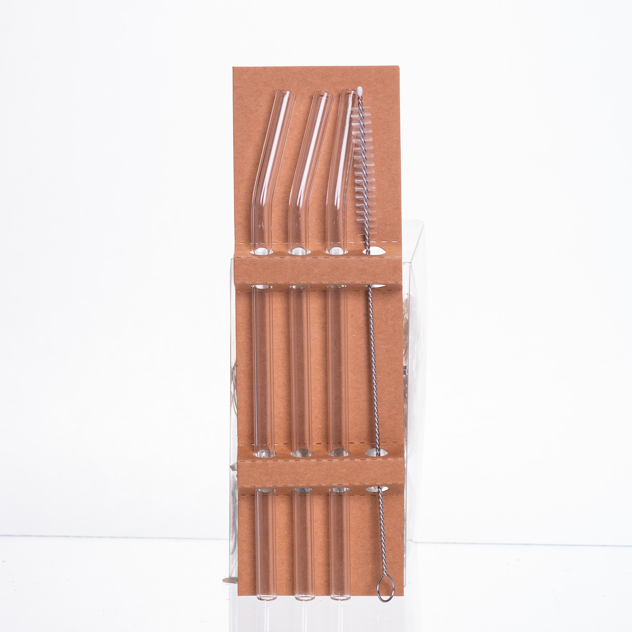 Набір скляних соломинок із щіточкою, багаторазові трубочки для коктейлів напоїв (3+1) 64486-77