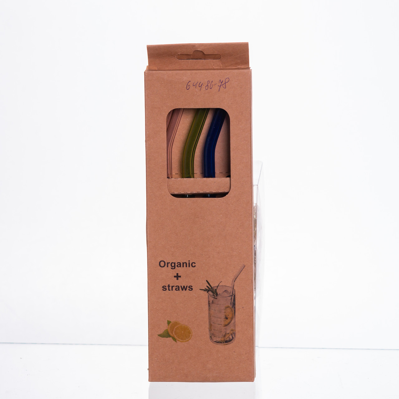 Набір скляних соломинок із щіточкою, багаторазові трубочки для коктейлів напоїв (3+1) 64486-78