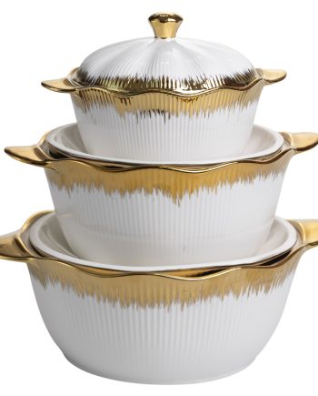 Набір супниць порцелянових 3 (шт) 0.8/1.8/2.5 (л) з позолотою XYL216-4A