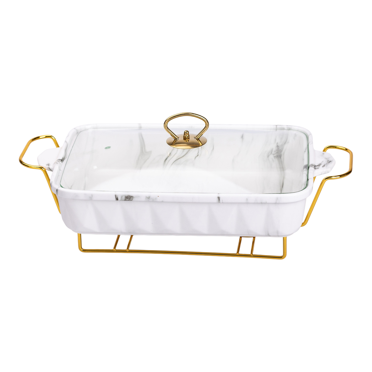 Настільний марміт 2 літри прямокутний порцеляновий 40х22.5х15.5 см на підставці Lugi HP1030