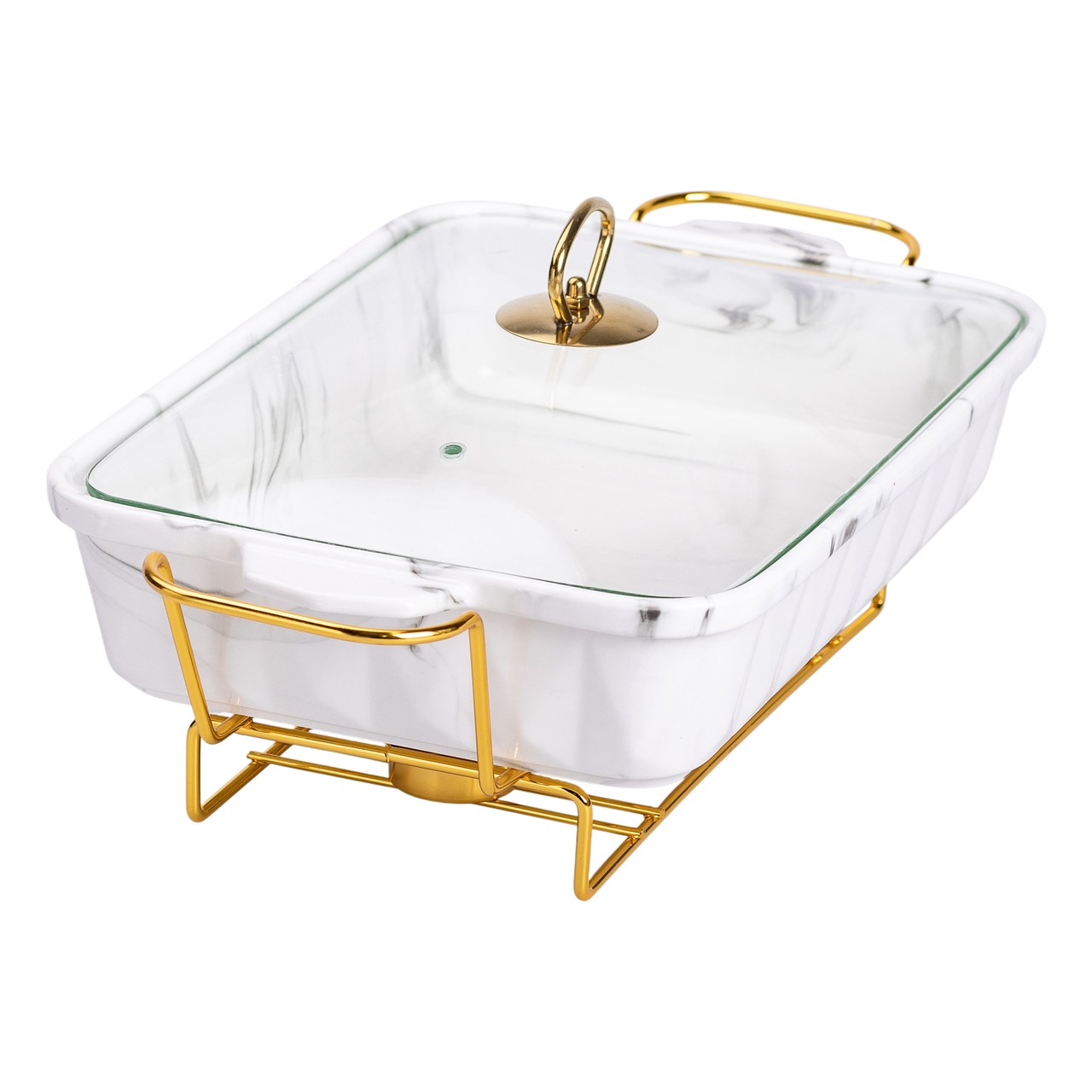 Настільний марміт 2 літри прямокутний порцеляновий 40х22.5х15.5 см на підставці Lugi HP1030