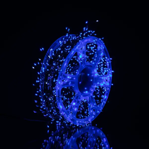 Новорічна гірлянда кімнатна роса Хвойна лапа 50 м  1500 LED зелений провід Синє сяйво D1500L50MGBL