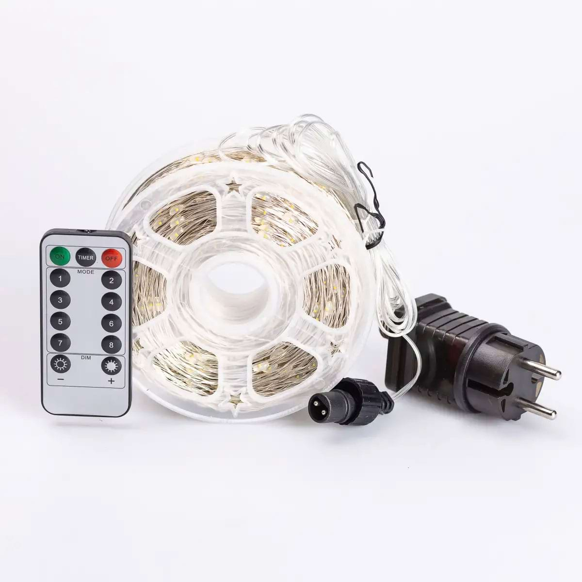 Гірлянда роса на пульті 200 метрів на 2000 світлодіодів крапля білий провід жовтий 2000L200MWY