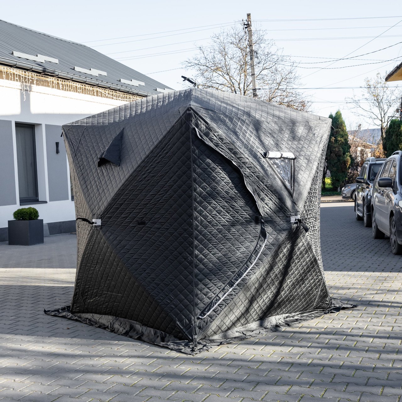Намет зимовий утеплений "куб" (3-місний 210х210х210), Зимовий намет для рибалки туризму кемпінгу та подорожей Чорний LU-BD18B