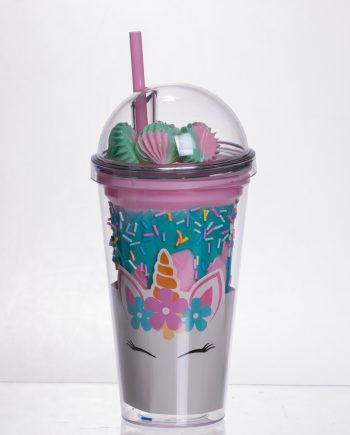 пластиковий стакан з трубочкою і кришкою 400 мл багаторазовий HP-18-1TUP