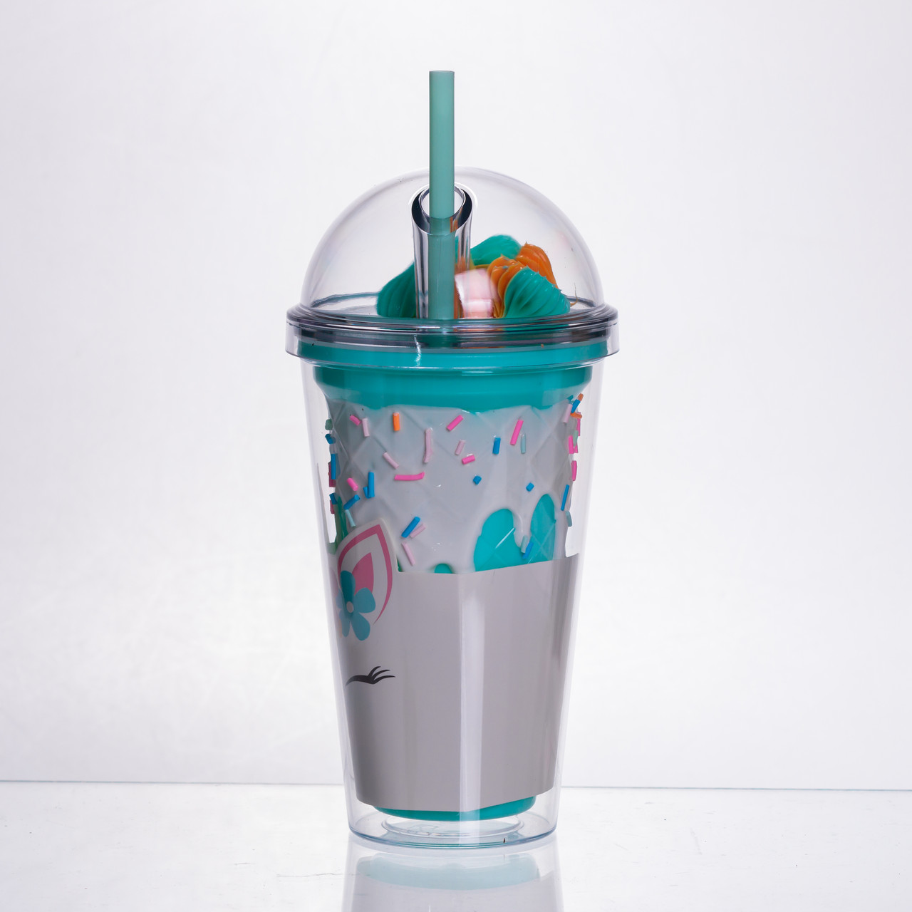 пластикова склянка з трубочкою та кришкою 400 (мл) багаторазова пластикова склянка Бірюзовий HP-18-1TU