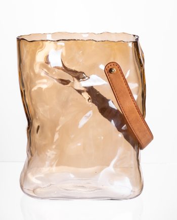 Подарункова скляна ваза сумочка з ручкою 18×9×25 (см) декоративна ваза 2.8 (л) для квітів Коричневий HP-19-157-1
