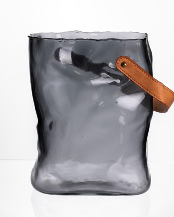 Подарункова скляна ваза сумочка з ручкою 18×9×25 (см) декоративна Сірий HP-19-157-2
