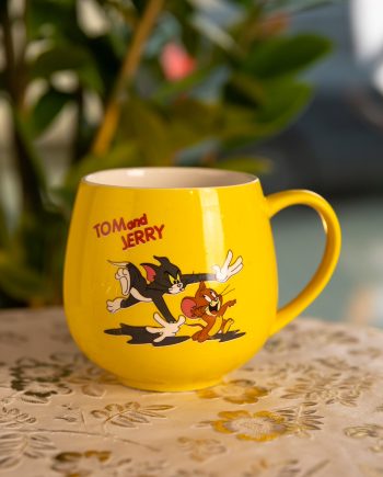 Святкова порцелянова чашка "Веселі Герої" 400 мл, Кружка дитяча із порцеляни на подарунок Жовта FM-13TJB