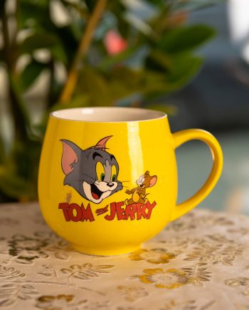Святкова порцелянова чашка "Веселі Герої" 400 мл, Кружка дитяча із порцеляни на подарунок Жовта FM-13TJ