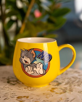 Святкова порцелянова чашка "Веселі Герої" 400 мл, Кружка дитяча із порцеляни на подарунок Жовта FM-13NO