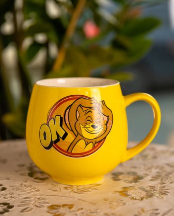 Святкова порцелянова чашка "Веселі Герої" 400 мл, Кружка дитяча із порцеляни на подарунок Жовта FM-13OK