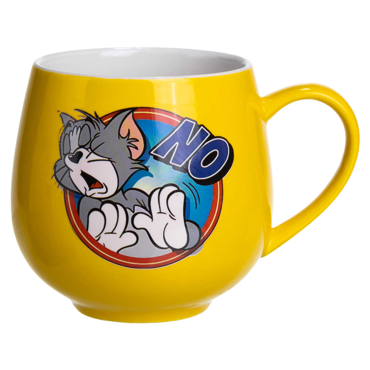 Святкова порцелянова чашка "Веселі Герої" 400 мл, Кружка дитяча із порцеляни на подарунок Жовта FM-13NO