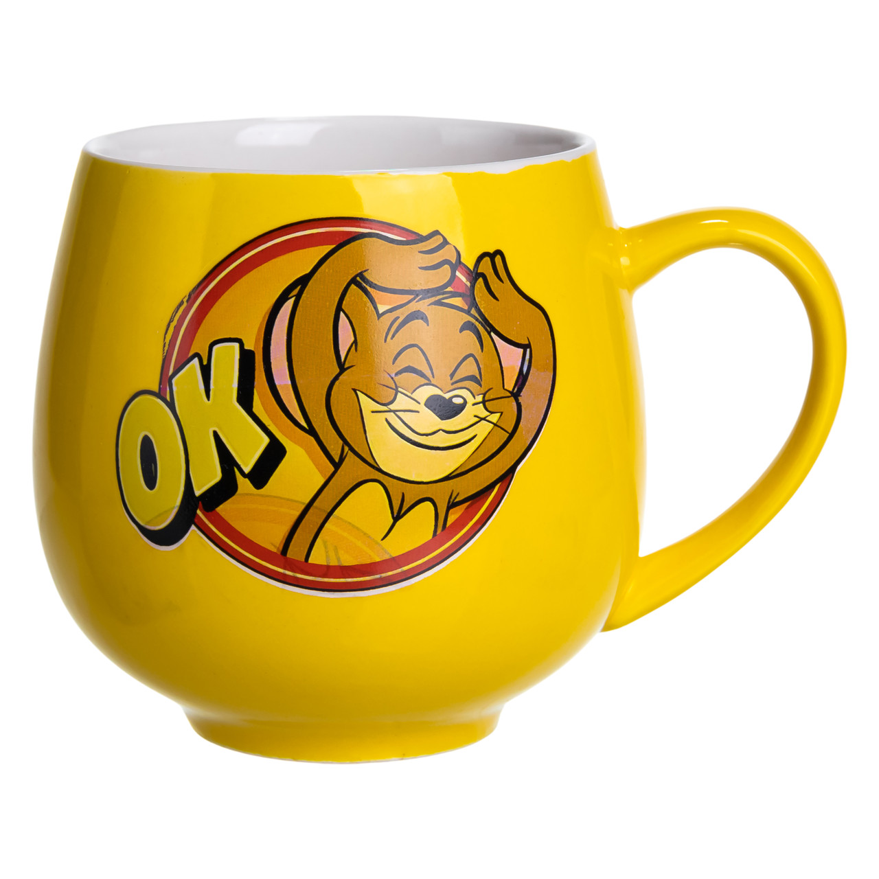 Святкова порцелянова чашка "Веселі Герої" 400 мл, Кружка дитяча із порцеляни на подарунок Жовта FM-13OK