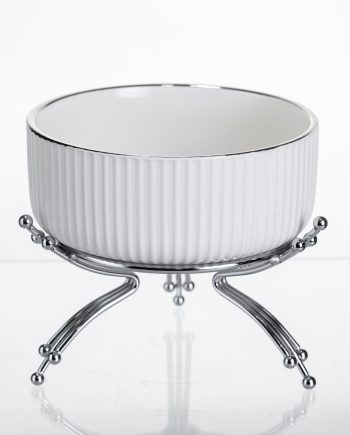 Салатник порцеляновий на металевій підставці Ø16 (см) Срібло LB-1568S