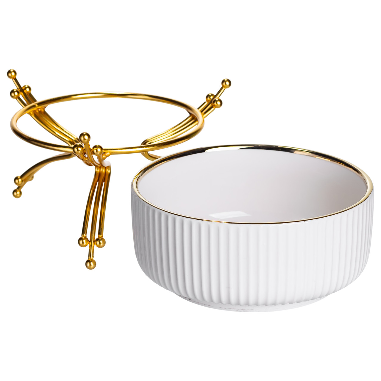 Салатник порцеляновий на металевій підставці Ø16 (см) тарілка для салату салатниця Золото LB-1568G