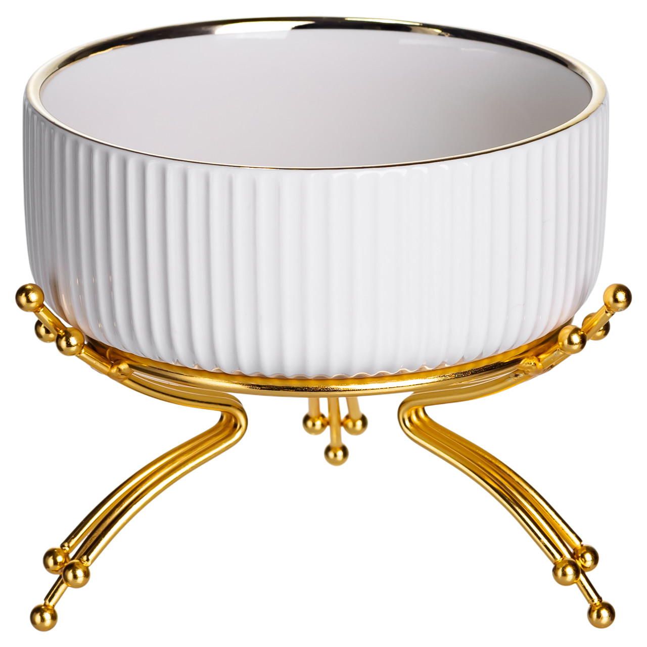 Салатник порцеляновий на металевій підставці Ø16 (см) тарілка для салату салатниця Золото LB-1568G