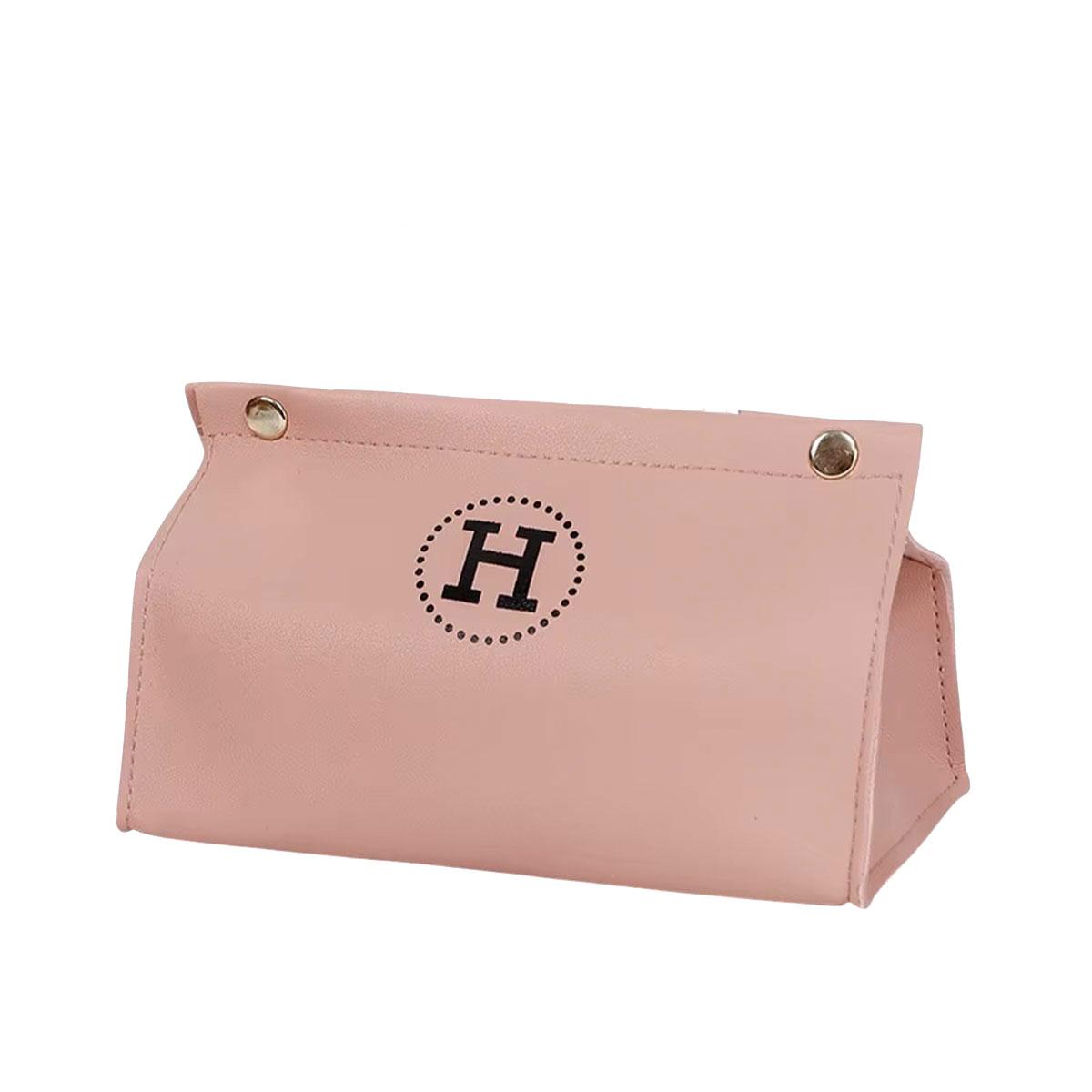 Серветниця з еко шкіри 20×7.5×11.5 см для серветок на кнопках Рожевий HP-3-213P