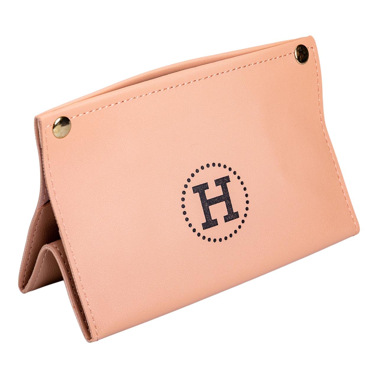 Серветниця з еко шкіри 20×7.5×11.5 см для серветок на кнопках Рожевий HP-3-213P