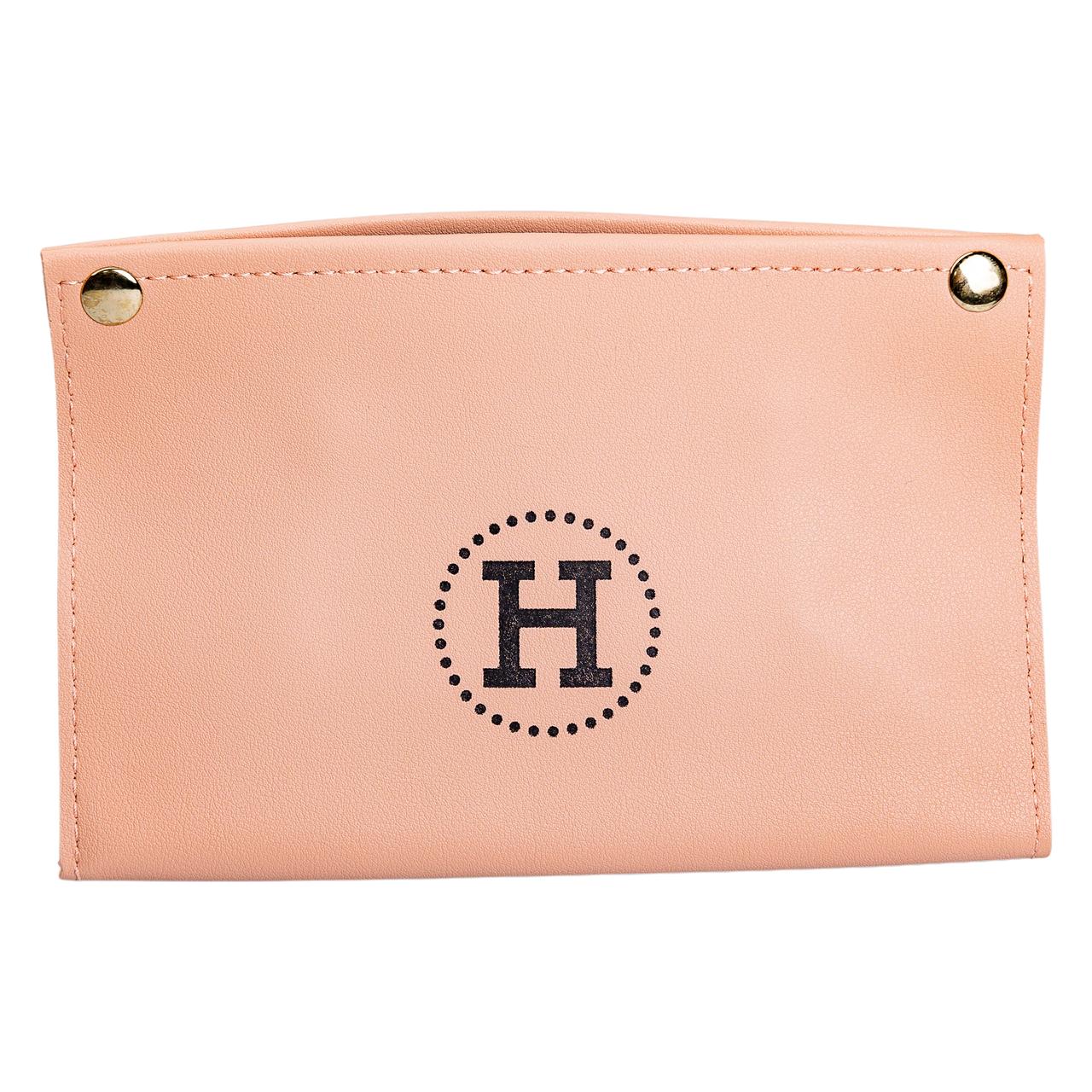 Серветниця з еко шкіри 20×7.5×11.5 см для серветок на кнопках Рожевий HP-3-213P