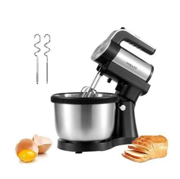 Стаціонарний міксер Sokany з чашею 4 л, 1000 Вт, 5 швидкостей, 2 насадки, віночки та гаки SK-6662