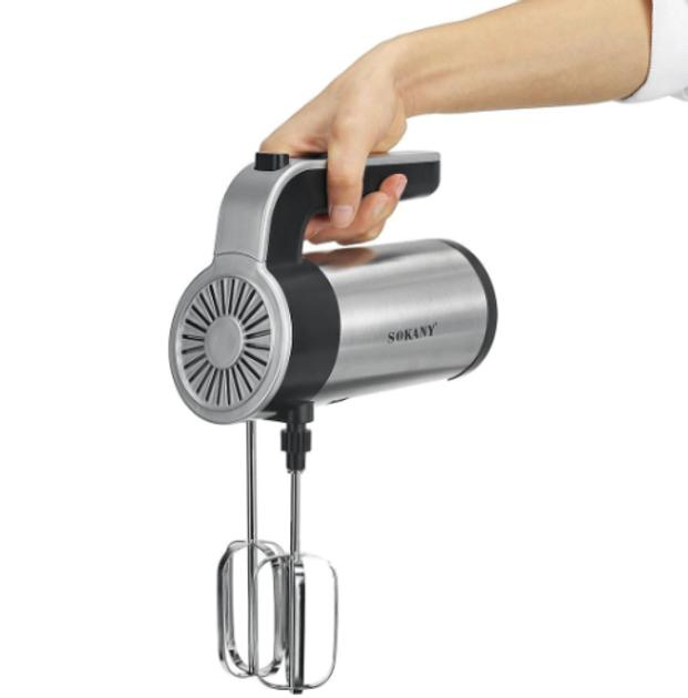 Стаціонарний міксер Sokany з чашею 4 л, 1000 Вт, 5 швидкостей, 2 насадки, віночки та гаки SK-6662