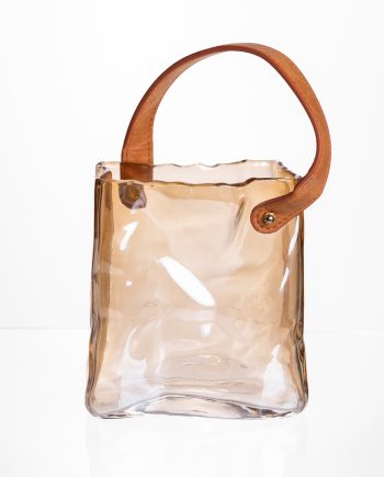 Скляна ваза сумочка з ручкою 13×7×16.5 (см) декоративна ваза для квітів 1 (л) Коричневий HP-19-155-1