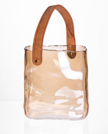 Скляна ваза сумочка з ручкою 16×8×18.5 (см) декоративна ваза для квітів 2 (л) Коричневий HP-19-156-1