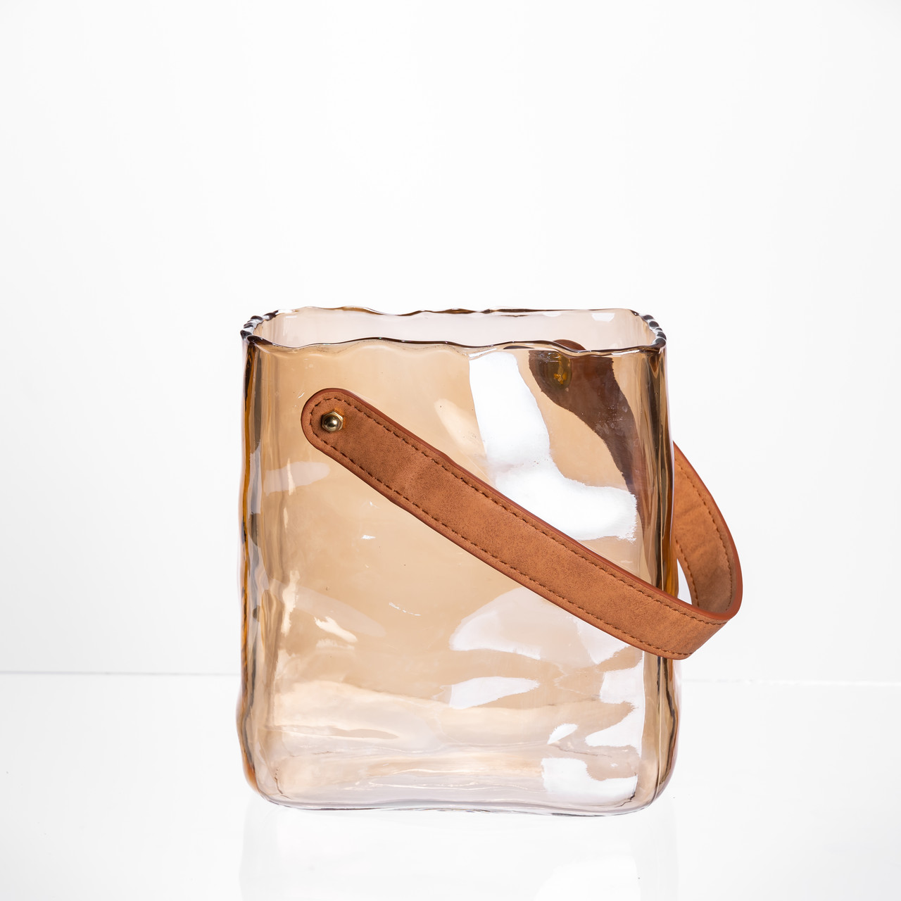 Скляна ваза сумочка з ручкою 16×8×18.5 (см) декоративна ваза для квітів 2 (л) Коричневий HP-19-156-1