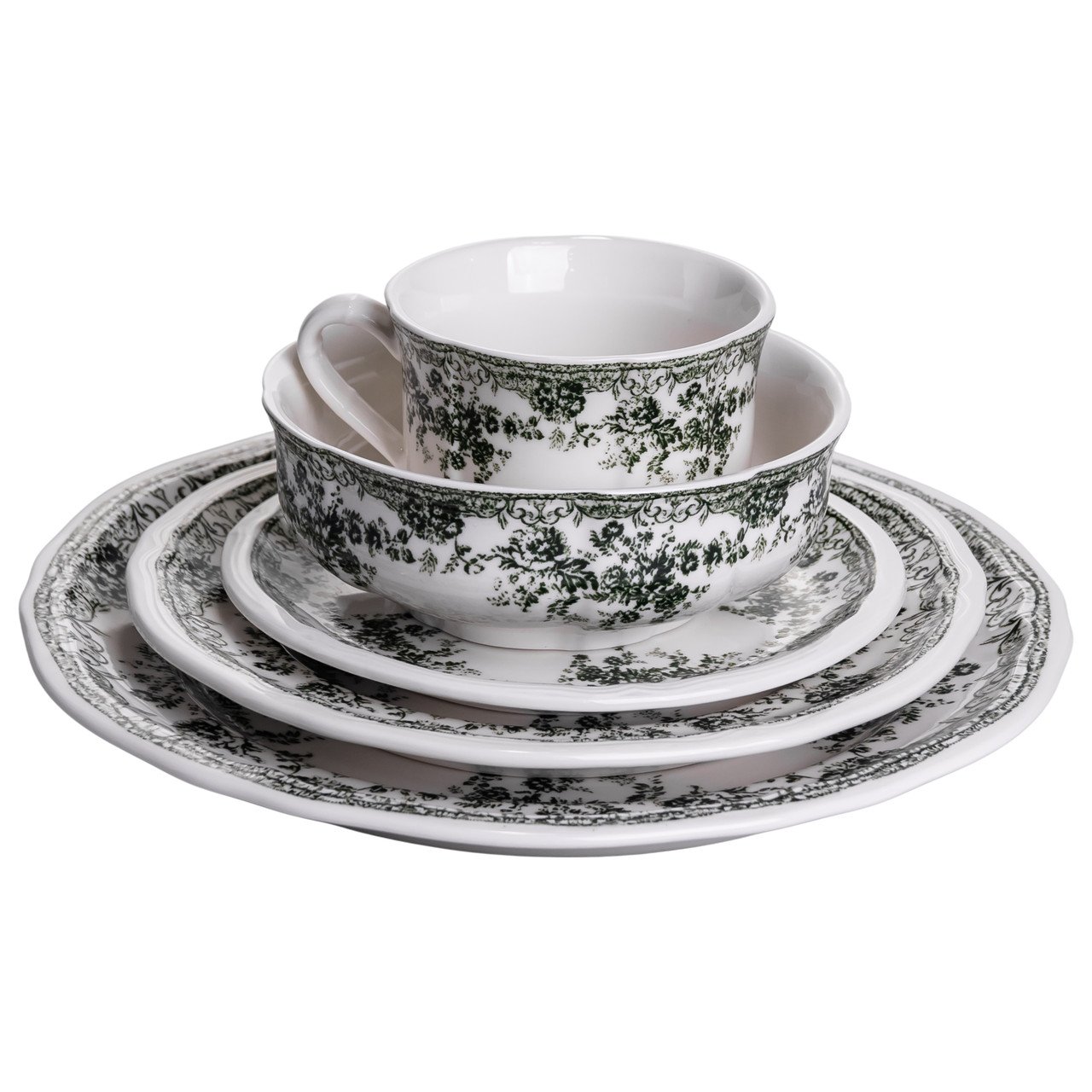 Столовий набір посуду 32 предмети на 6 осіб Vintage Elegant порцеляновий Чорний YY78-7A