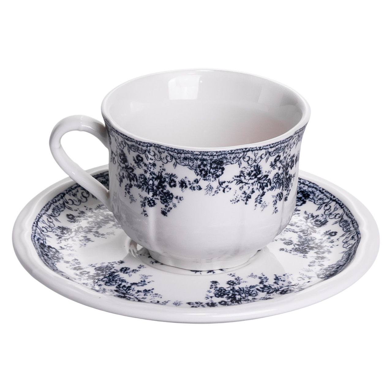 Столовий набір посуду тарілок і чашок 32 предмети на 6 персон Vintage Elegant порцеляновий, обідній столовий сервіз тарілок Синій YY78-6A