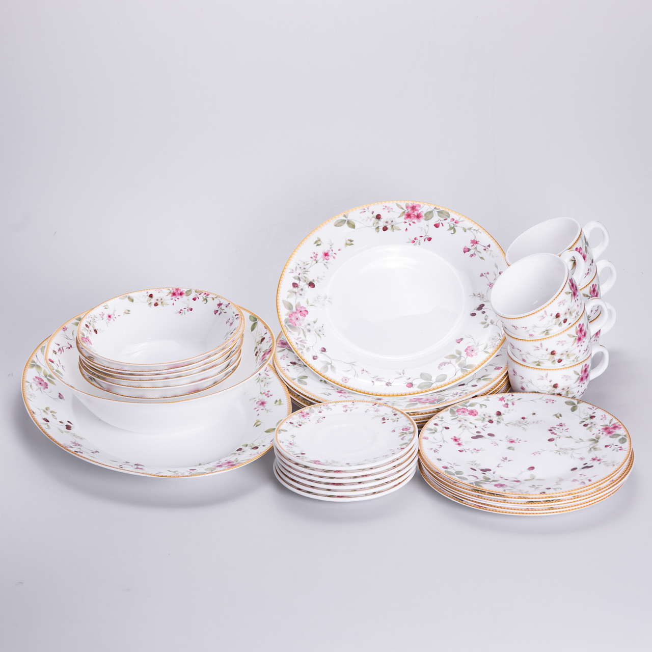 Столовий сервіз з порцеляни Strawberry на 6 осіб 32 предмети HP-HK-8