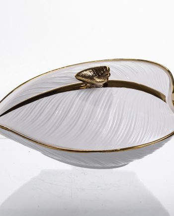 Супниця 800 (мл) каструля 26×18×14 (см) з кришкою Білий з золотом