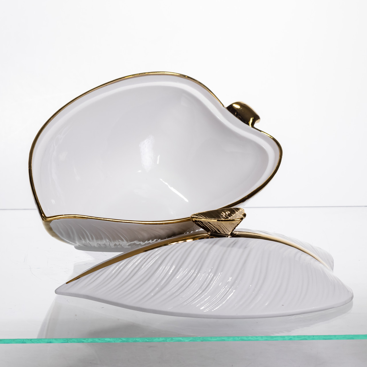 Супниця 800 (мл) каструля 26×18×14 (см) з кришкою Білий з золотом