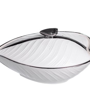 Супниця 800 (мл) порцелянова 32×21×16 (см) з кришкою Білий з сріблом XL-4054AS