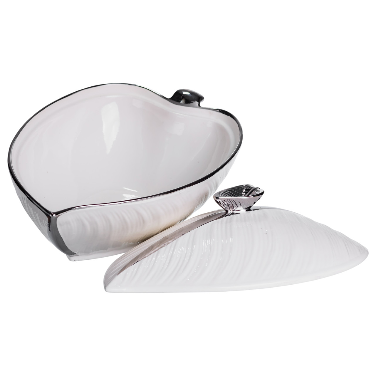 Супниця 800 (мл) порцелянова 32×21×16 (см) з кришкою Білий з сріблом XL-4054AS