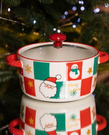 Супниця порцелянова Christmas новорічна  800 (мл) з кришкою Yiwu FM-CS-9C