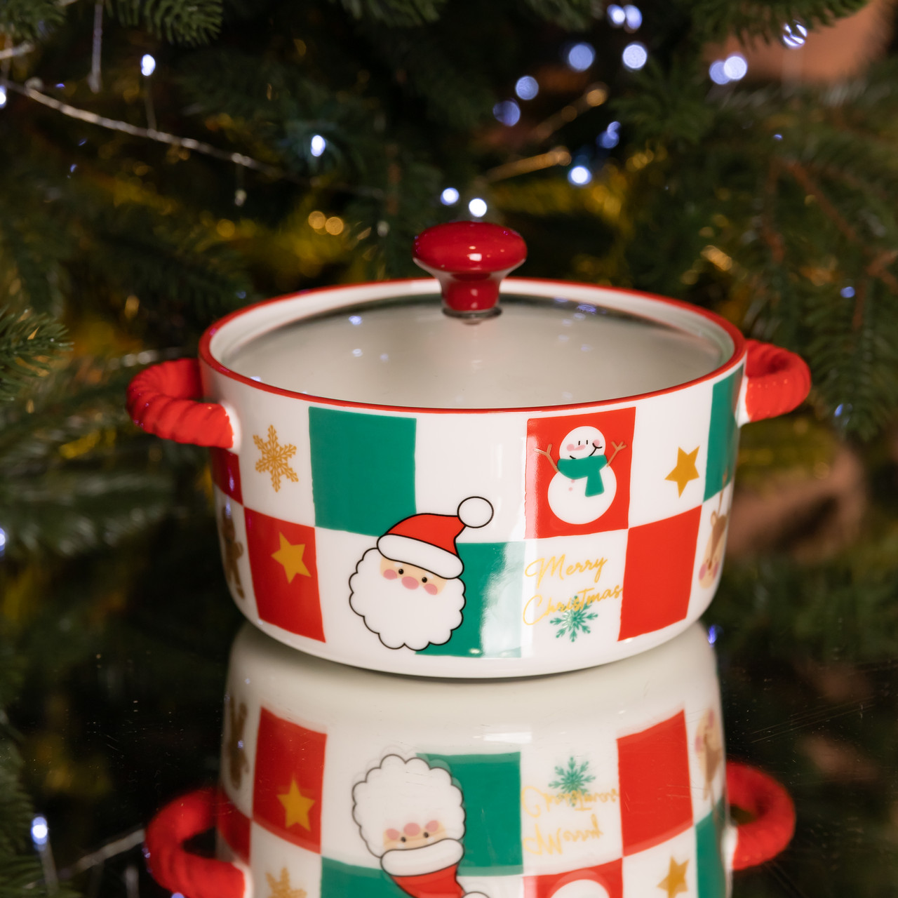 Супниця порцелянова Christmas новорічна  800 (мл) з кришкою Yiwu FM-CS-9C