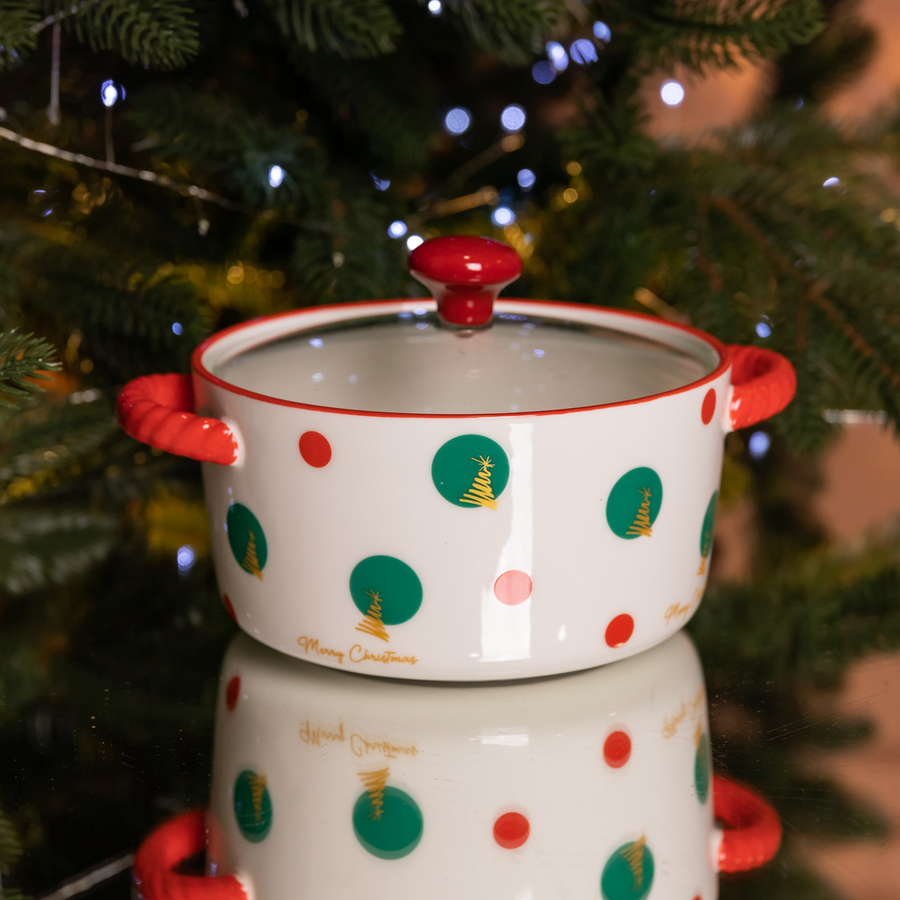 Супниця порцелянова Christmas Tree новорічна 800 (мл) з кришкою Yiwu FM-CS-9D