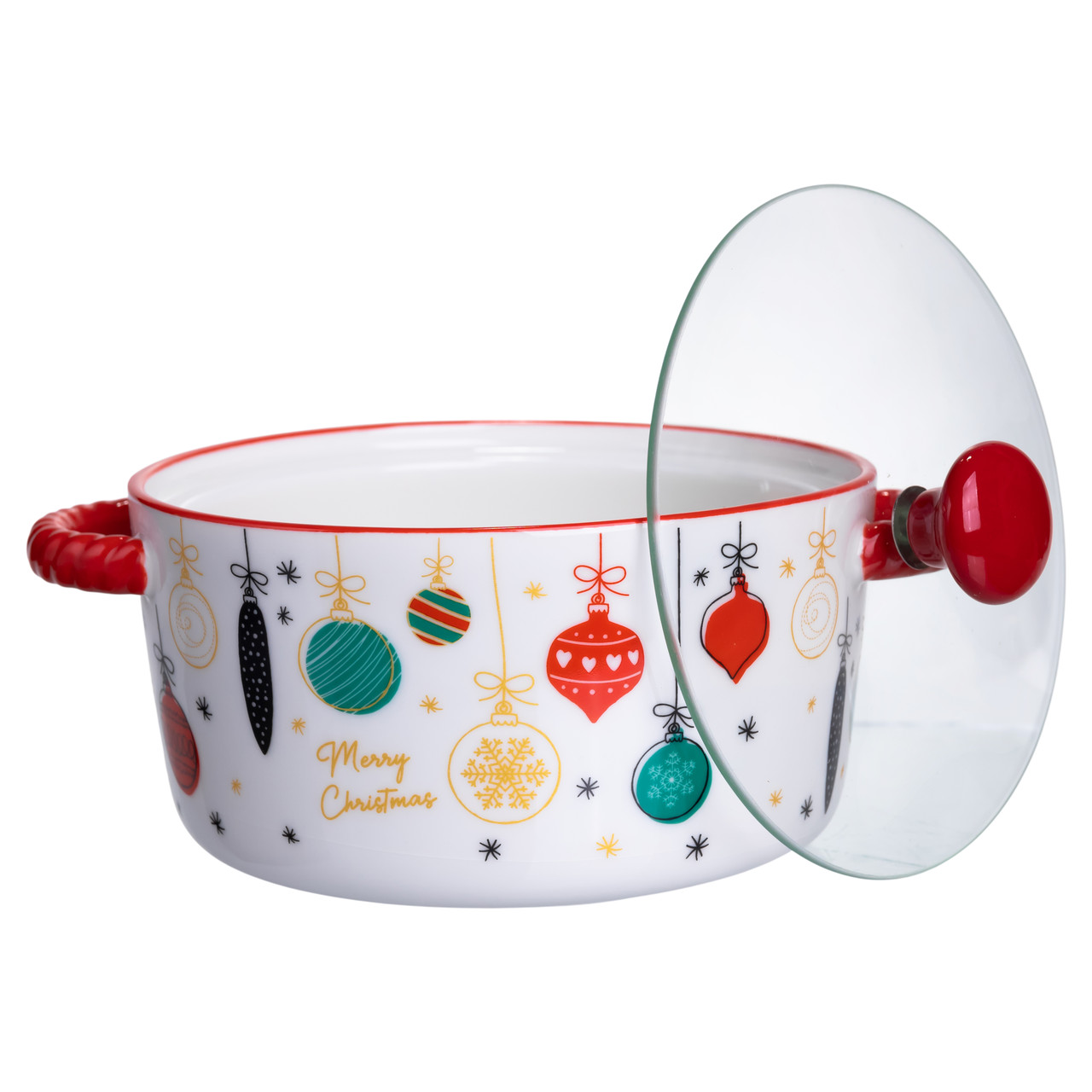 Супниця порцелянова Merry Christmas новорічна  800 (мл) з кришкою Yiwu FM-CS-9B