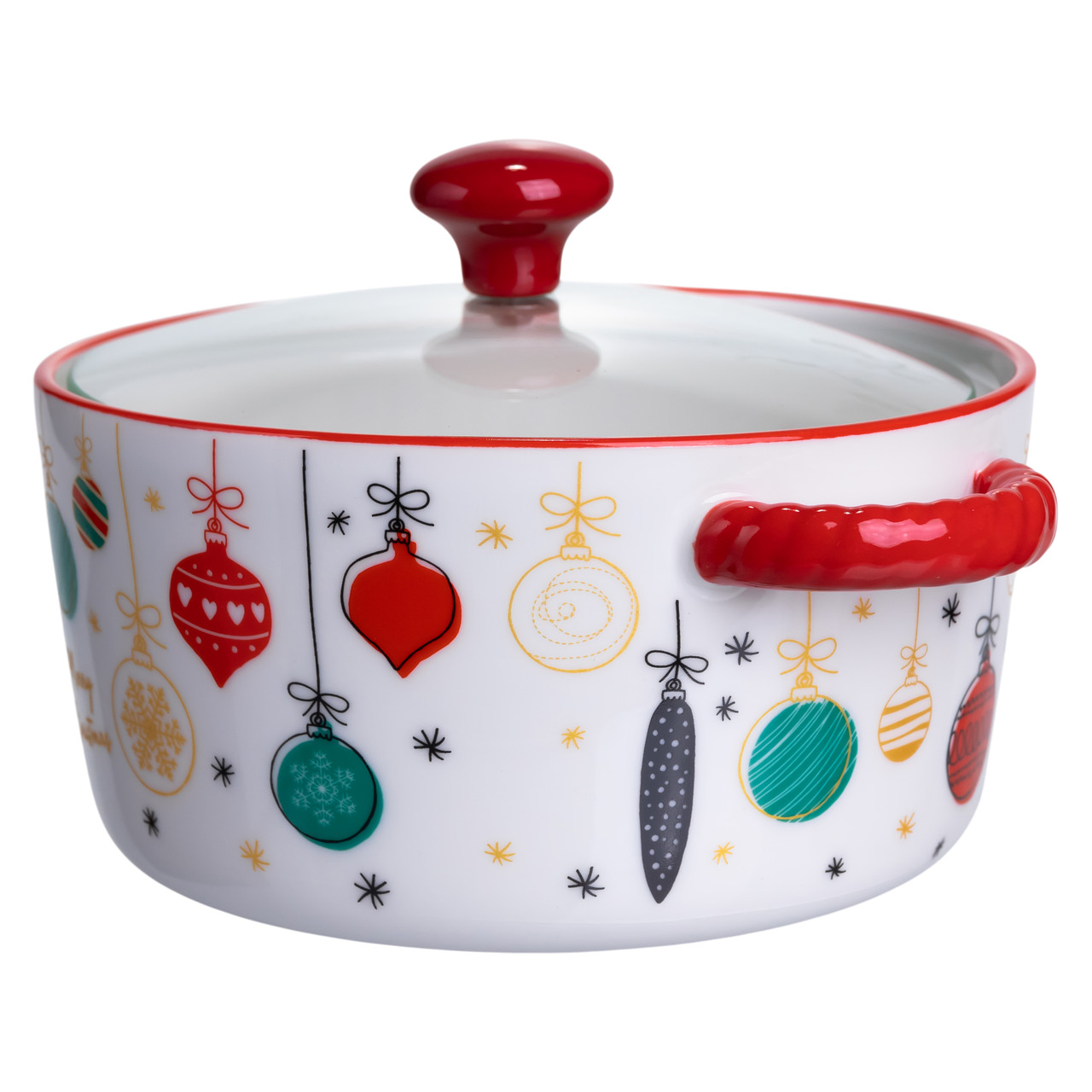 Супниця порцелянова Merry Christmas новорічна  800 (мл) з кришкою Yiwu FM-CS-9B