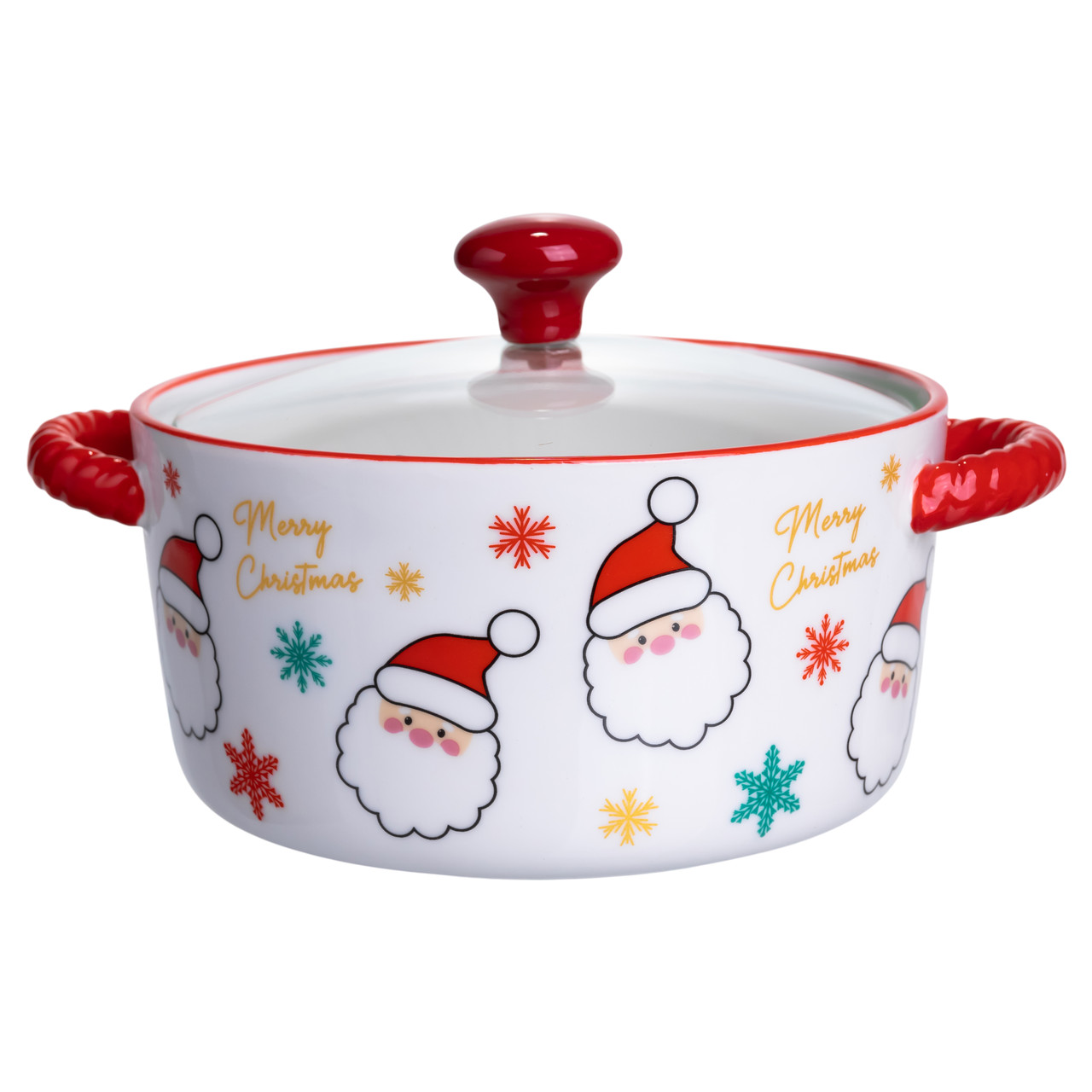 Супниця порцелянова Santa новорічна 800 (мл) з кришкою Yiwu FM-CS-9A