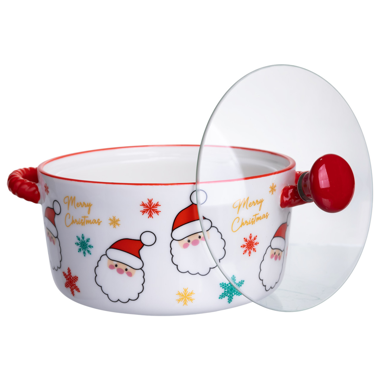 Супниця порцелянова Santa новорічна 800 (мл) з кришкою Yiwu FM-CS-9A