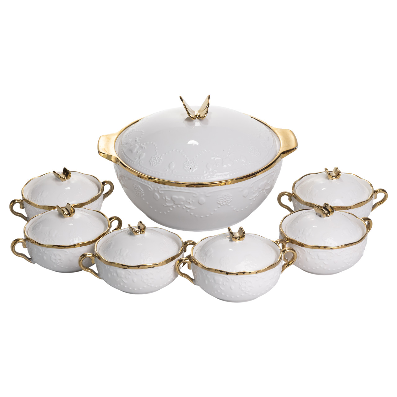 Суповий сервіз на 6 осіб супниця 3 (л) з бульйонницями 300 (мл) тарілки для супу SPW-16