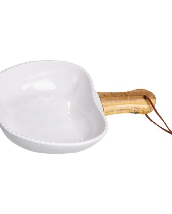 Тарілка порцелянова глибока з ручкою Яблуко 23×16×4 (см) блюдо сервірувальне з ручкою для подачі тарілка сковорода Білий ZJH-15-5