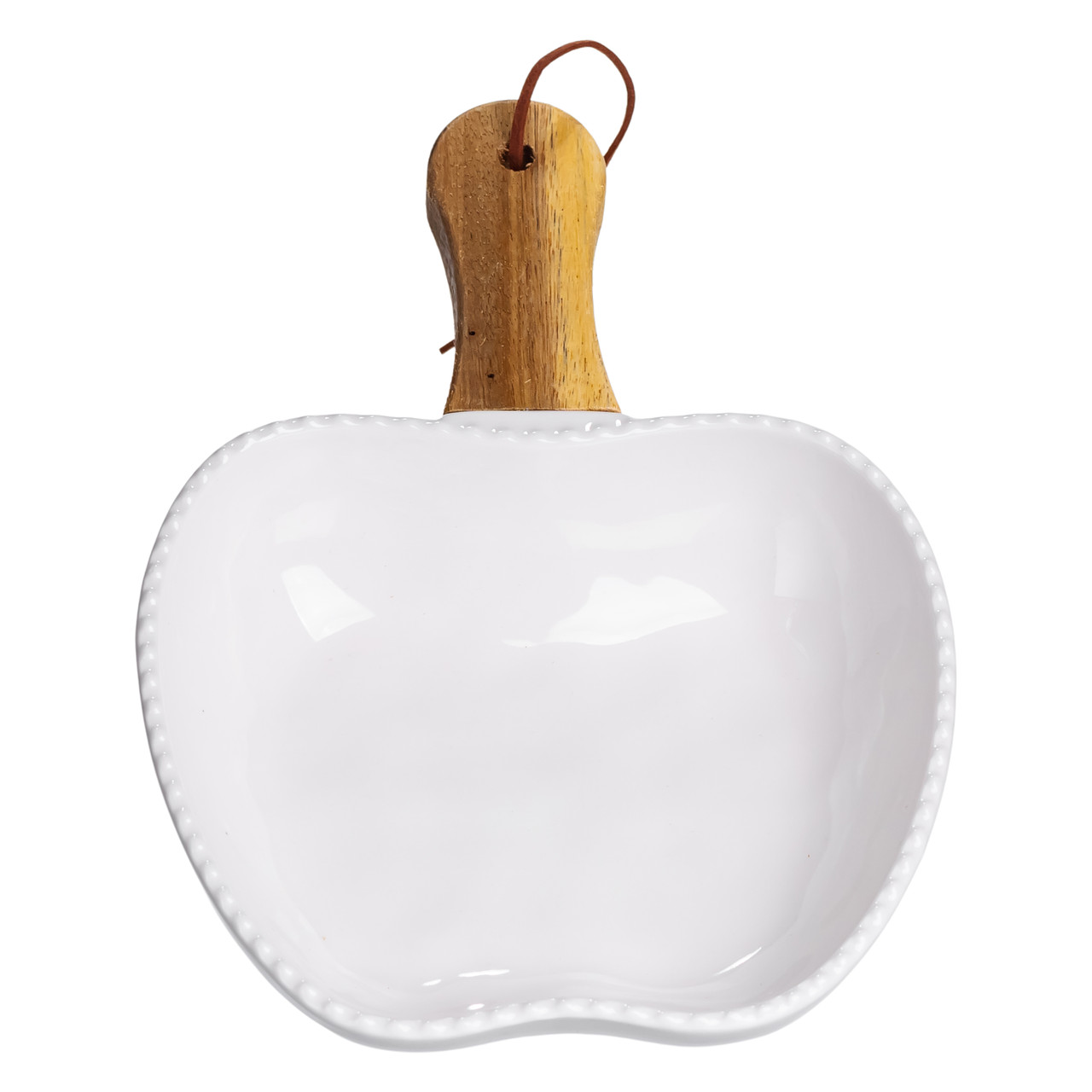 Тарілка порцелянова глибока з ручкою Яблуко 23×16×4 (см) блюдо сервірувальне з ручкою для подачі тарілка сковорода Білий ZJH-15-5